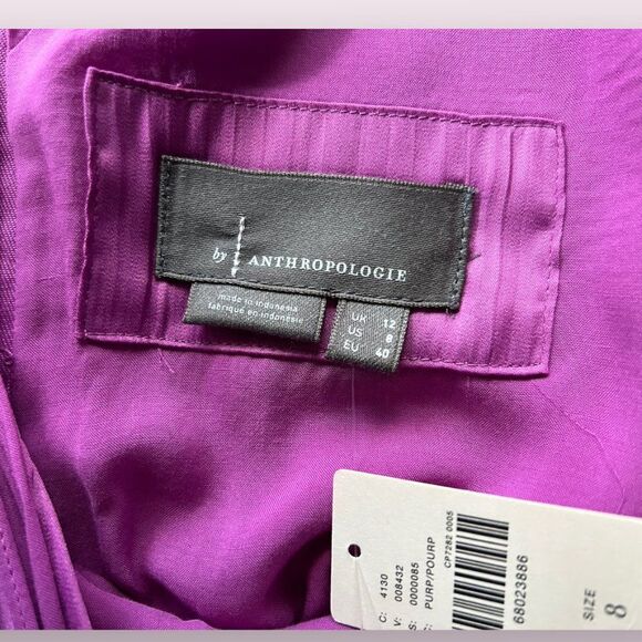 Anthropologie Deep V-Neck Vibrant Purple Dress NWT - Picture 9 of 13